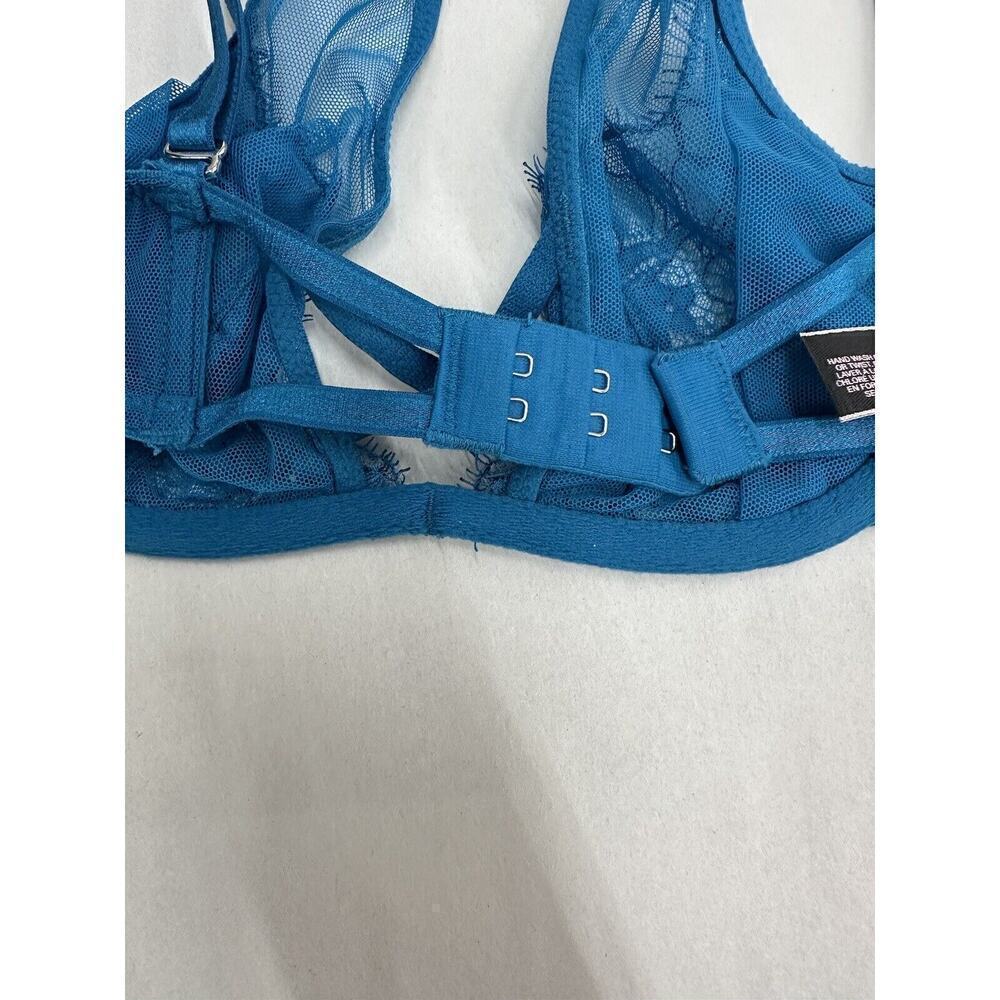 Victorias Secret Womens Bra Size Very Sexy Unlined Plunge Teal Blue Lace - Picture 6 of 8